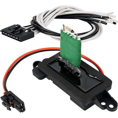89019088 blower motor resistor with attached wiring harness and connector.