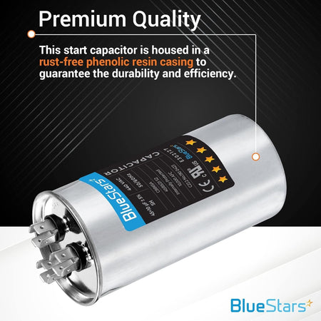 45+10 uF dual run capacitor with rust-free phenolic resin casing for AC unit fan motor and heat pump.