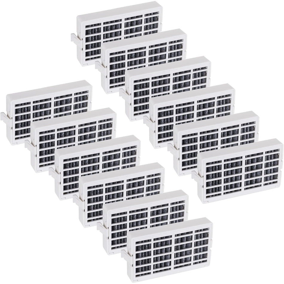 Twelve W10311524 refrigerator air filter cartridges arranged in a grid pattern.