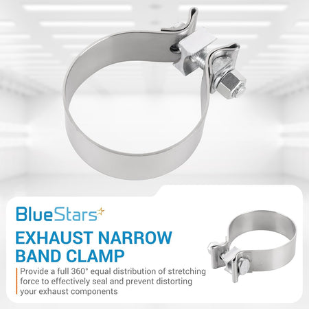 3-inch stainless steel narrow band exhaust clamp with bolt and nut fastener.