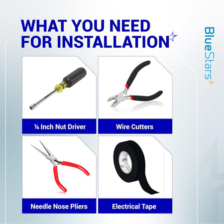 Tools required for installing WB2X8228 element receptacle: nut driver, wire cutters, needle nose pliers, and electrical tape.