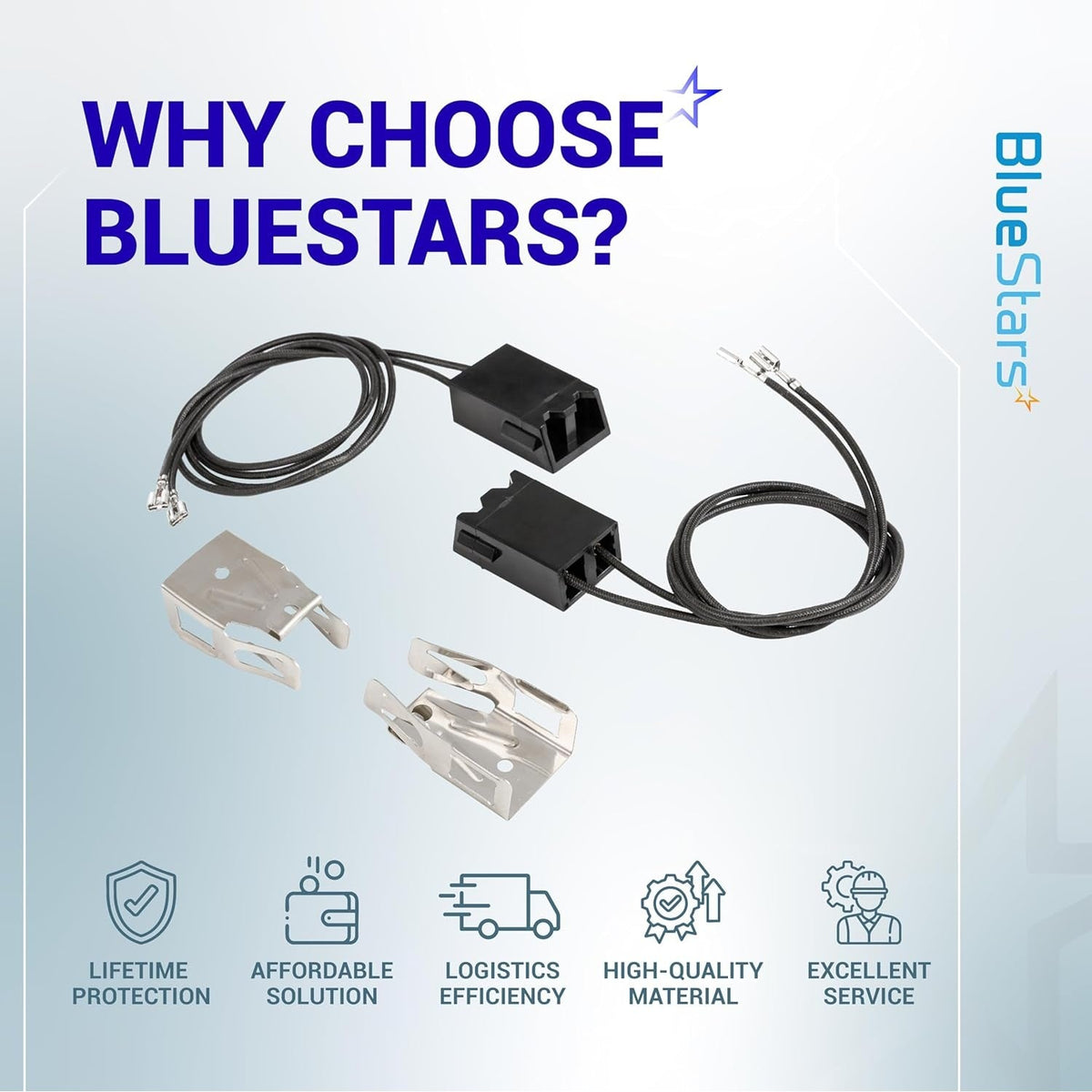 WB2X8228 element receptacle and wire kit for electric ranges, including two wire harnesses and two metal mounting clips.