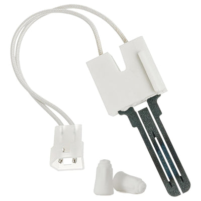 Replacement dryer igniter with wire harness and two wire nuts for Samsung, Kenmore, Amana, and Maytag dryers.