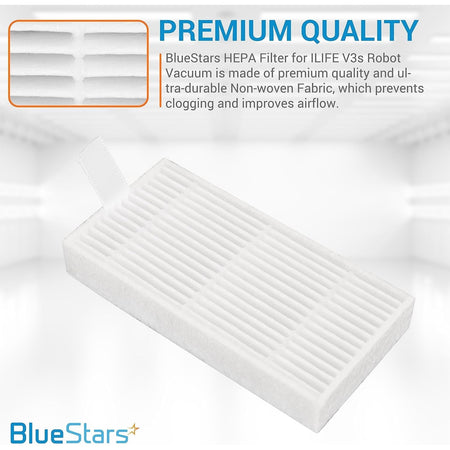 Single HEPA replacement filter for ILIFE robotic vacuum cleaners with close-up view of non-woven fabric material.