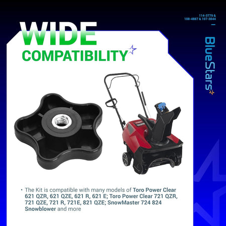 Black star-shaped handle knob replacement for Toro Power Clear snowblower models.