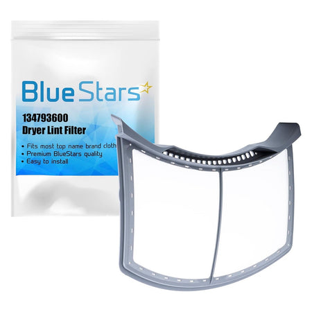 134793600 dryer lint filter replacement for Electrolux dryers shown with Blue Stars branded packaging.