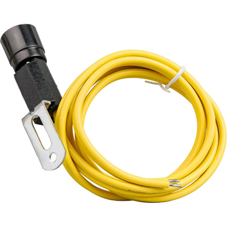 7006U 7135U Cad Cell Flame Sensor, front view with coiled yellow wire and mounting bracket