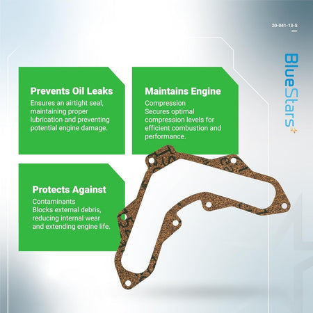 Infographic showing Kohler Courage 20-041-13-S valve cover gasket features and benefits.