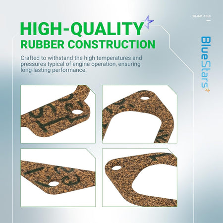 Close-up detail views of 20-041-13-S valve cover gasket for Kohler Courage engines showing rubber construction.