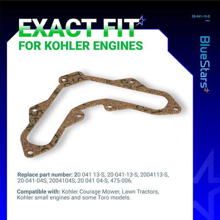 Single cork valve cover gasket for Kohler Courage engines, replacement for 20 041 13-S.