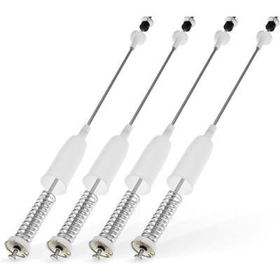 Set of four AJK72909307 washer suspension rods with springs and white plastic housings.