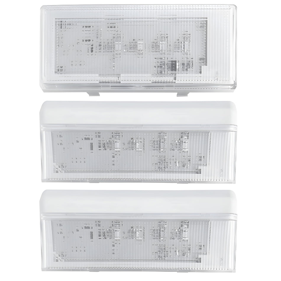 Three replacement refrigerator LED light modules for Whirlpool, Kenmore, and Maytag refrigerators.