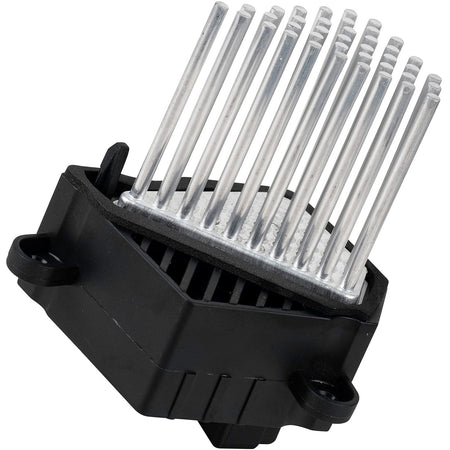 Blower motor resistor with metal cooling fins for automotive HVAC systems.