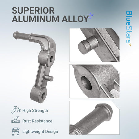 Aluminum alloy rear left exhaust muffler support bracket 68275662AB with detailed close-up views.