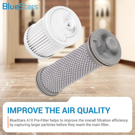 BlueStars replacement pre-filter and HEPA filter for Tineco A10, A11, and PURE ONE S11 cordless vacuum cleaners.