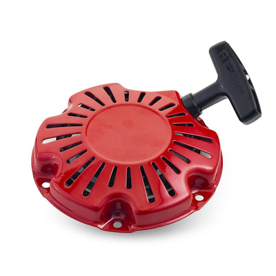 Red recoil starter assembly for Honda GX100 and GX100U rammer engines with black pull handle.