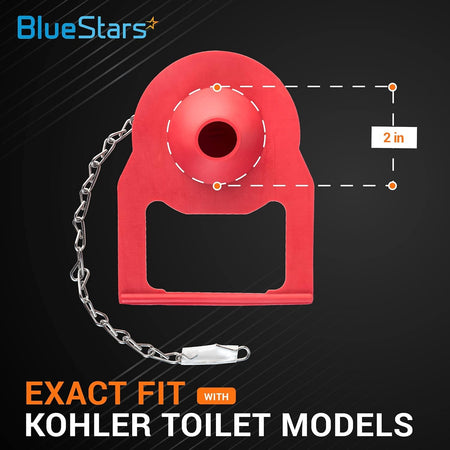 Single red 2-inch toilet flapper with chain, compatible with Kohler toilets.