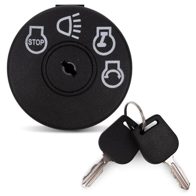 4-position ignition switch with two keys for John Deere, Husqvarna, and Craftsman lawn mowers.