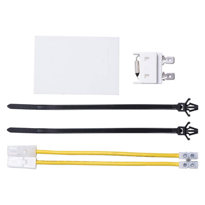 Dishwasher fuse kit including thermal fuse, protective shield, zip ties, and wire harness for Kenmore and Whirlpool units.
