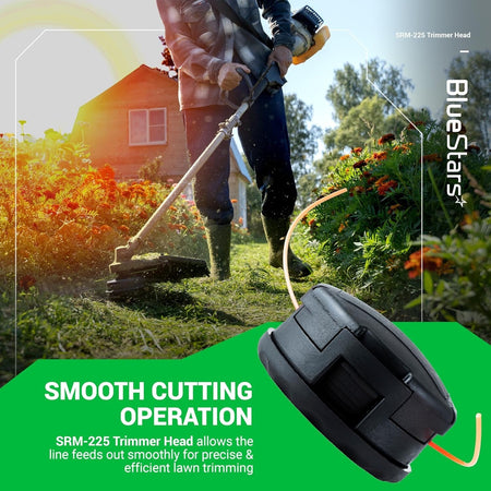 Speed Feed 400 string trimmer head for Echo SRM-225 shown in a lifestyle lawn trimming demonstration.