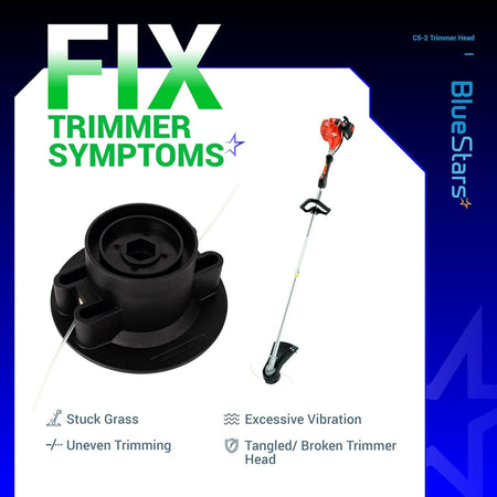 C5-2 feed trimmer head replacement part shown with a string trimmer to illustrate common repair symptoms.