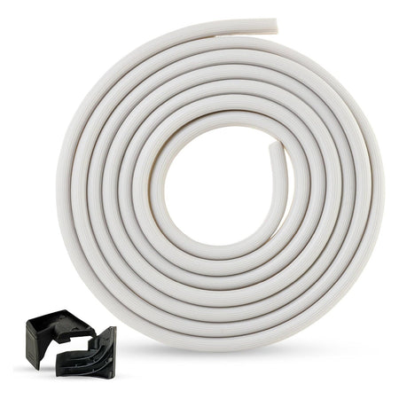 White dishwasher door gasket seal coiled with two black tub corner baffles for GE, Kenmore, and Hotpoint dishwashers.