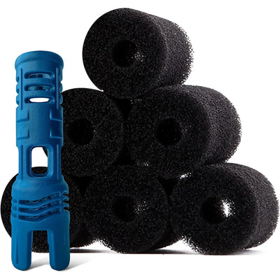 TSP10S tail sweep pro and six black foam sweep hose scrubbers for Polaris pool cleaners.