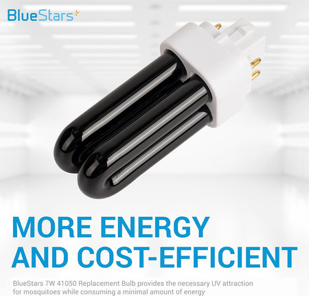Single 7W 41050 replacement UV light bulb for DynaTrap insect traps with white base and four-pin connector.