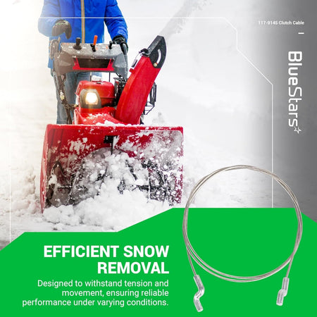 117-9145 replacement clutch cable for Toro snow throwers shown in a promotional graphic.