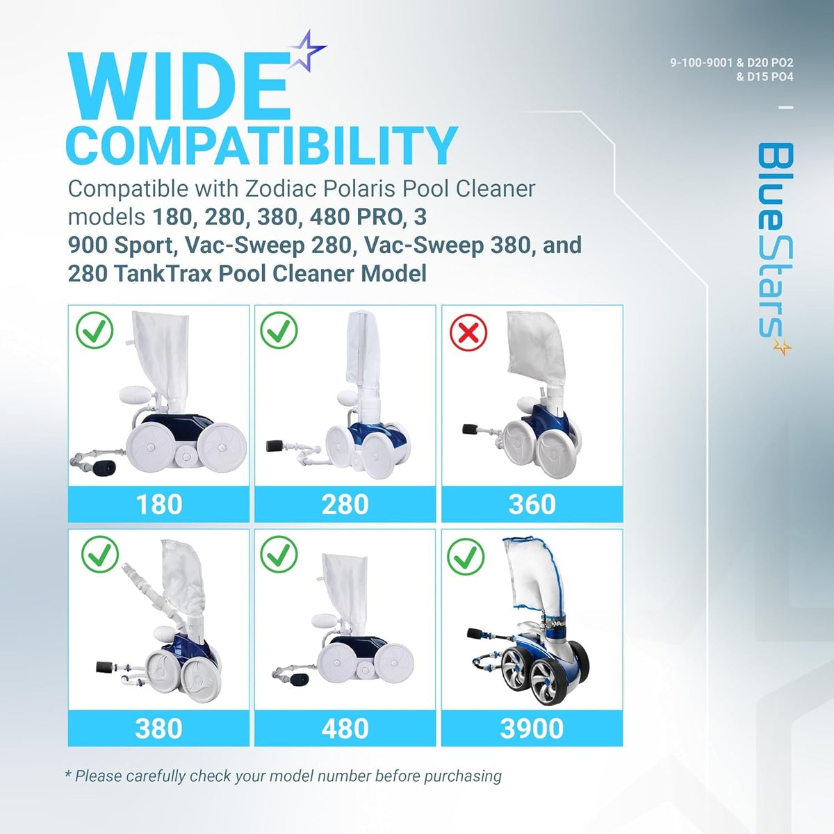 Compatibility chart for 9-100-9001 UWF connector assembly showing compatible Zodiac Polaris pool cleaner models.