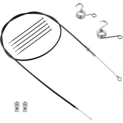 75-inch go kart throttle cable kit with return springs, cable ties, and barrel adjusters.