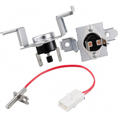 AGM30045804 Dryer Thermistor & Thermostat Kit, showing thermostat, thermistor, wire, and connector
