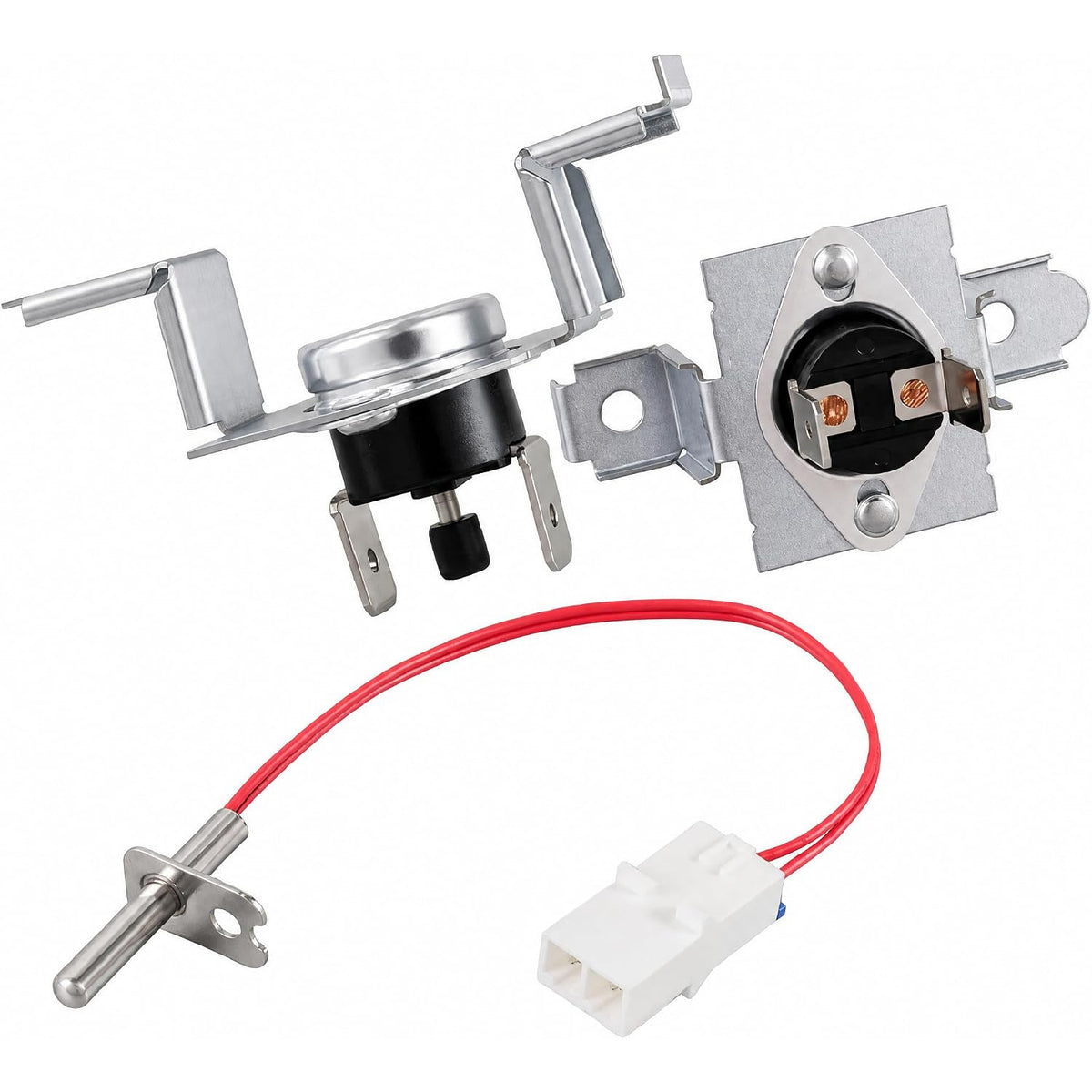 AGM30045804 Dryer Thermistor & Thermostat Kit, showing thermostat, thermistor, wire, and connector