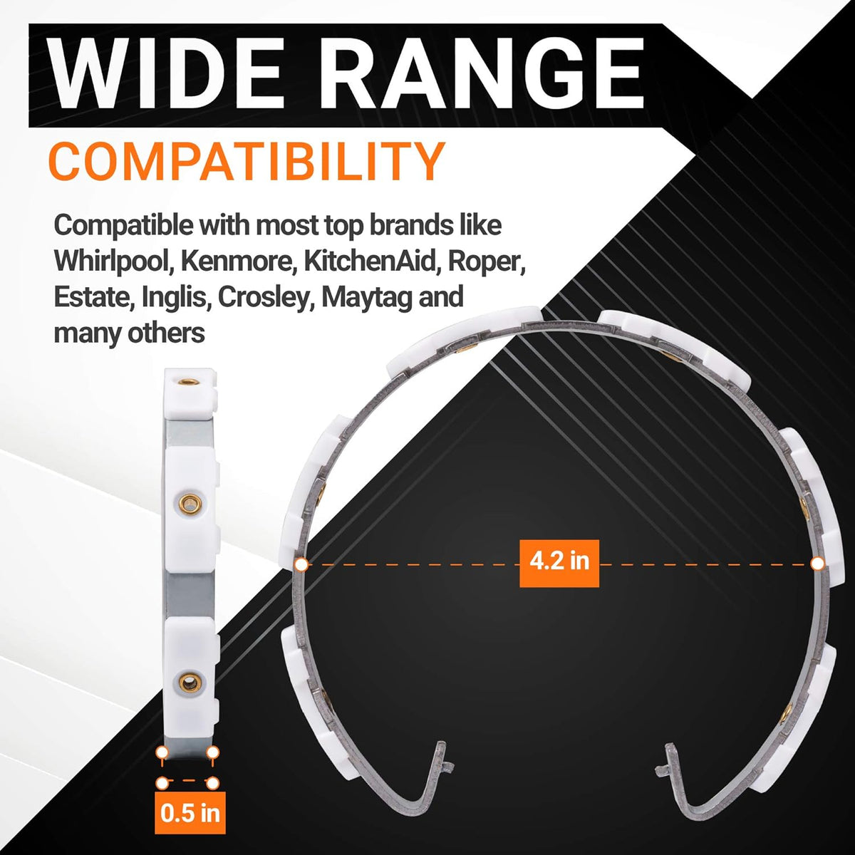 285790 washer clutch lining kit showing 4.2-inch diameter and 0.5-inch width dimensions for compatibility reference.