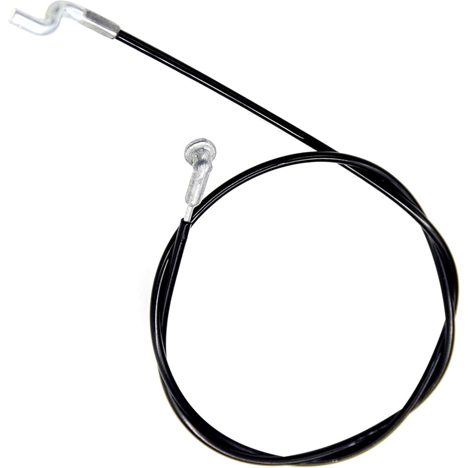 Black speed selector cable with metal hook ends for lawn mower drive systems.