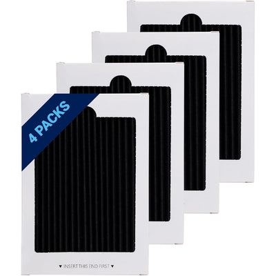 Four-pack of EAFCBF refrigerator air filter replacements compatible with Frigidaire and Electrolux PureAir Ultra.