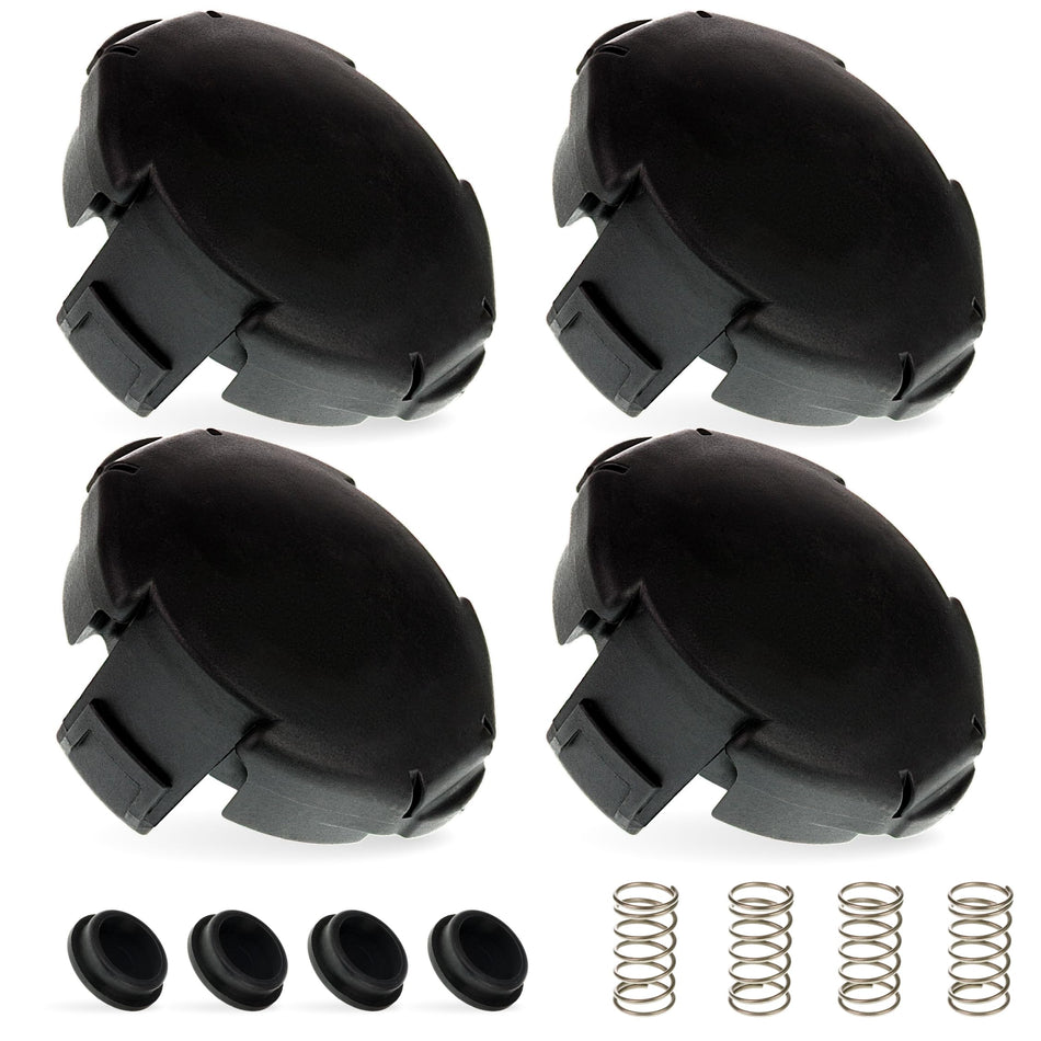 Set of four Speed Feed 400 trimmer head caps, springs, and eyelets compatible with Echo string trimmers.
