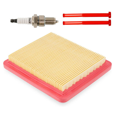 Replacement air filter, spark plug, and fuel lines compatible with Honda GCV160, GCV170, and GCV190 engines.
