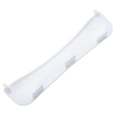 White plastic dryer door handle replacement for GE and Hotpoint dryers, back view showing mounting clips.