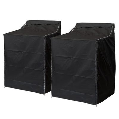 Two black premium outdoor covers for top-load washing machines, 29x28x43 inches.