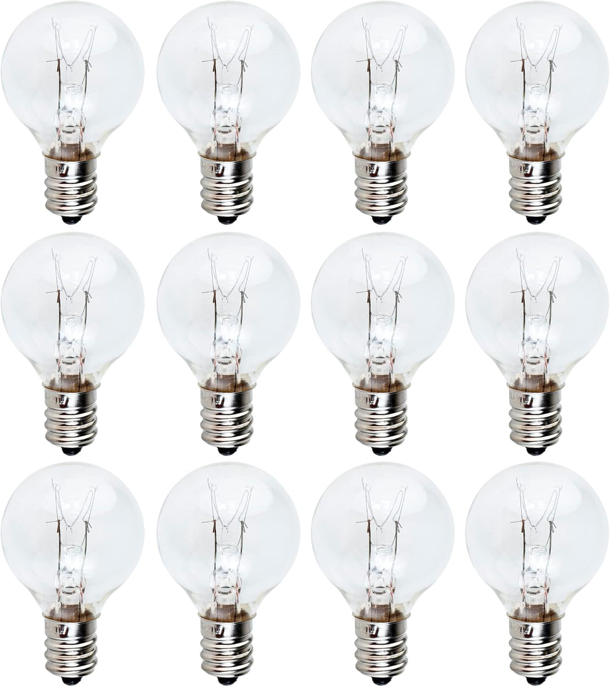 Pack of 12 G30 E12 20W replacement light bulbs for medium-sized Scentsy warmers.