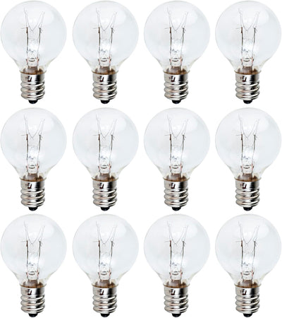 Pack of 12 G30 E12 20W replacement light bulbs for medium-sized Scentsy warmers.