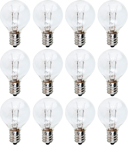 Pack of 12 G30 E12 20W replacement light bulbs for medium-sized Scentsy warmers.