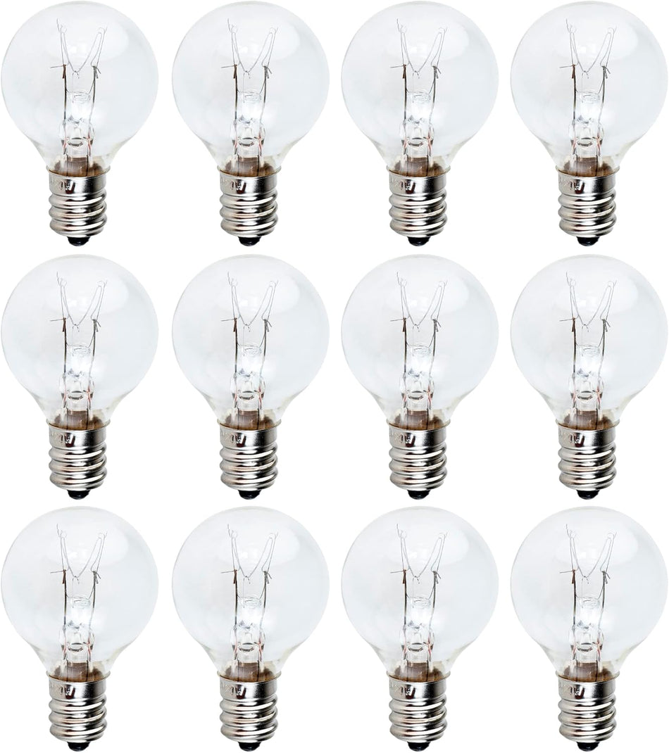 Pack of 12 G30 E12 20W replacement light bulbs for medium-sized Scentsy warmers.