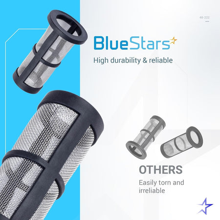 BlueStars 48-222 in-line filter screen replacement for Zodiac Polaris pool cleaners compared to generic filters.