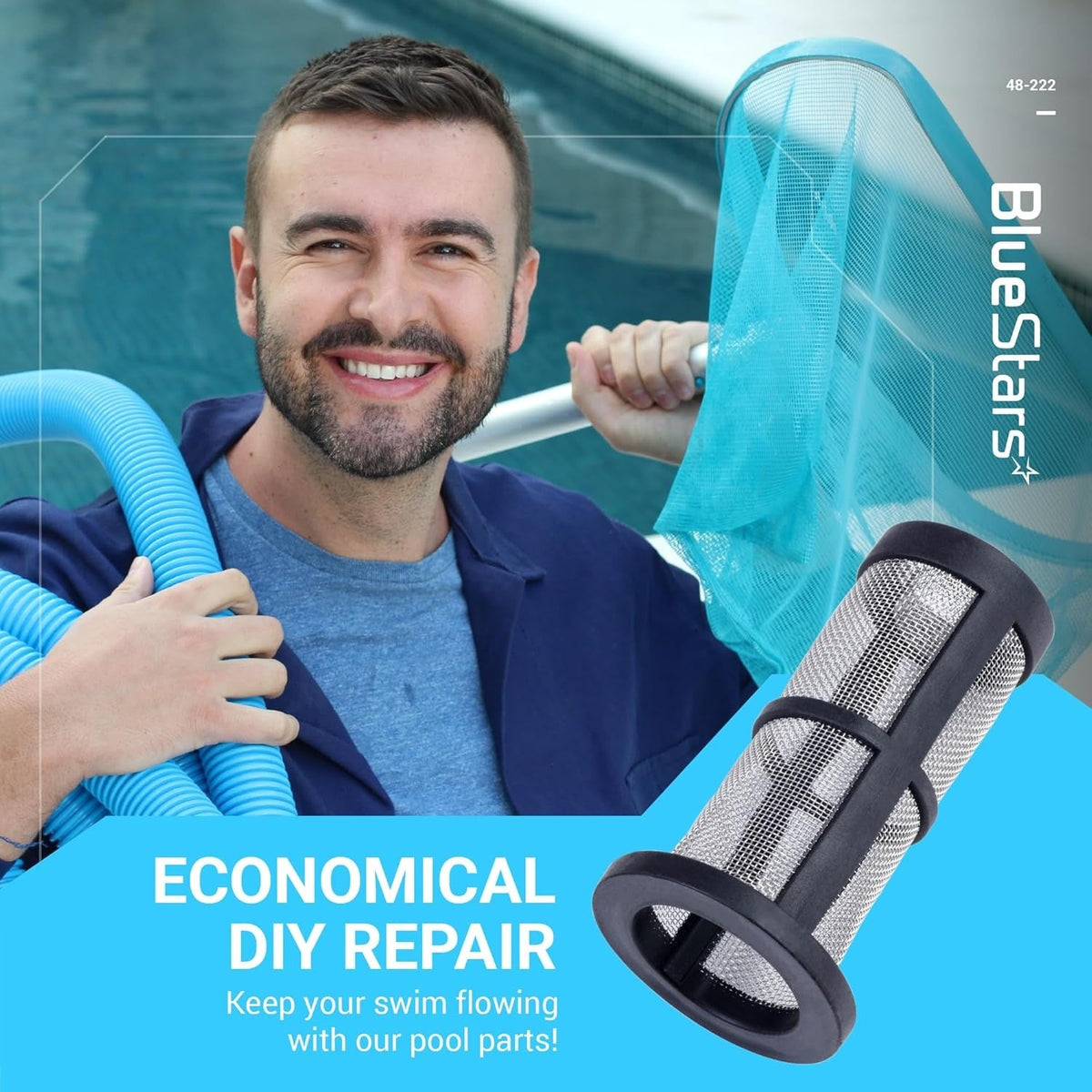 48-222 in-line filter screen replacement for Zodiac Polaris pool cleaners, shown as a single component close-up.