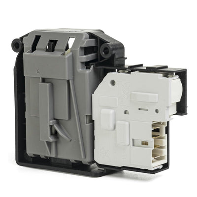 EBF61315802 LG washer door lock switch assembly with grey and white plastic housing and electrical terminal connectors.