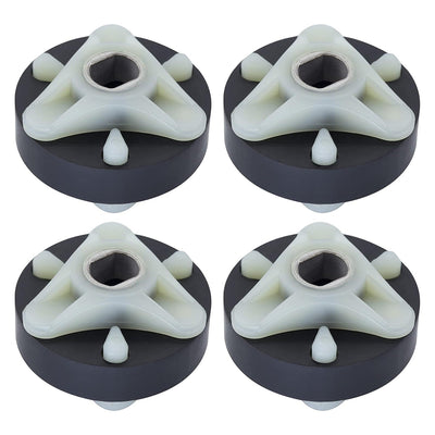 Set of four direct drive motor couplings with metal cores for Whirlpool and Kenmore washing machines.