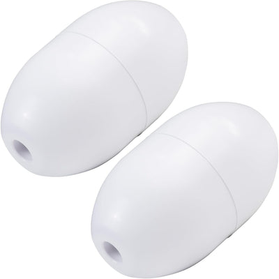 Two EA20 white oval ballast head floats for pool cleaner hose support.