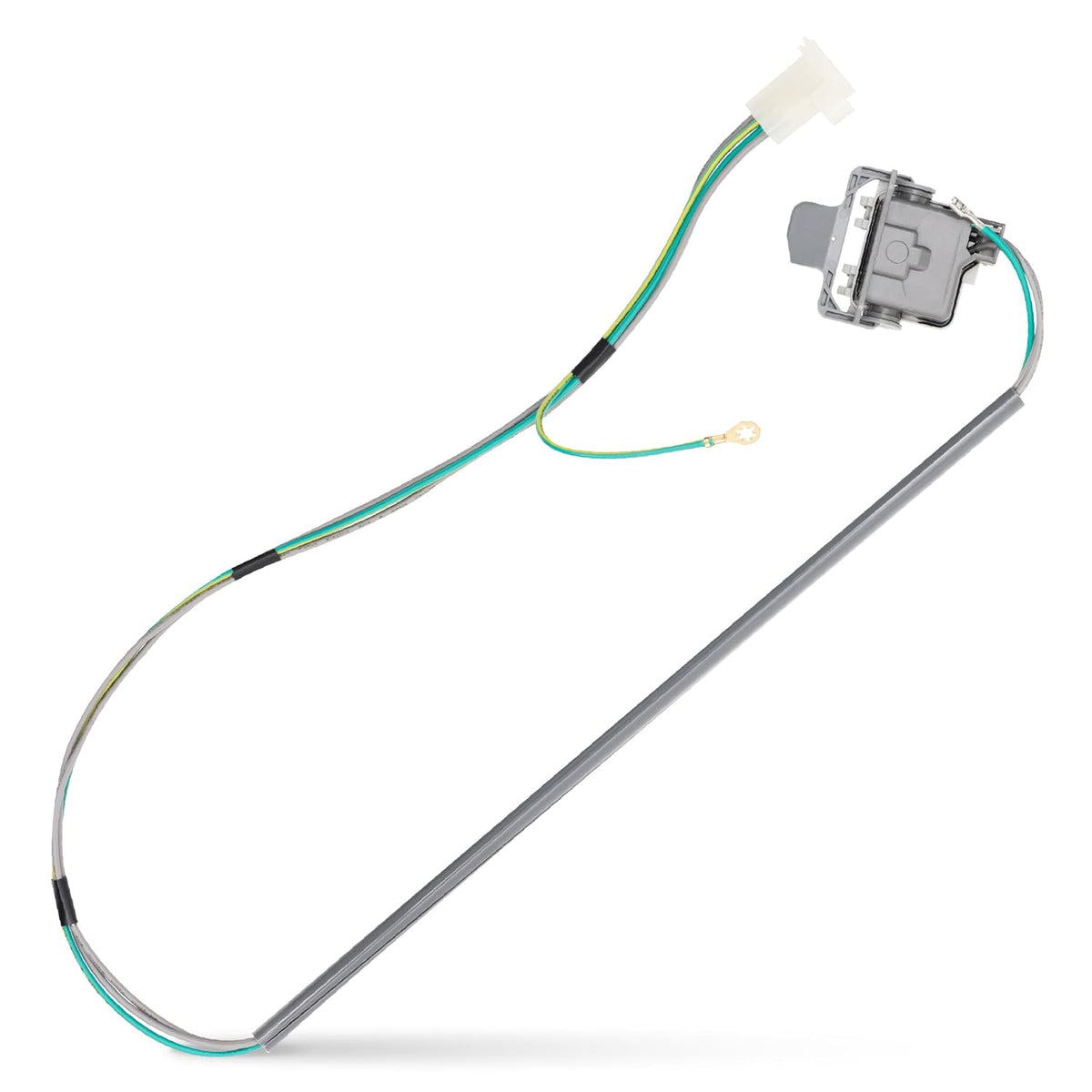 3355458 Washer Lid Switch Replacement showing the switch, wiring harness, and metal actuator rod
